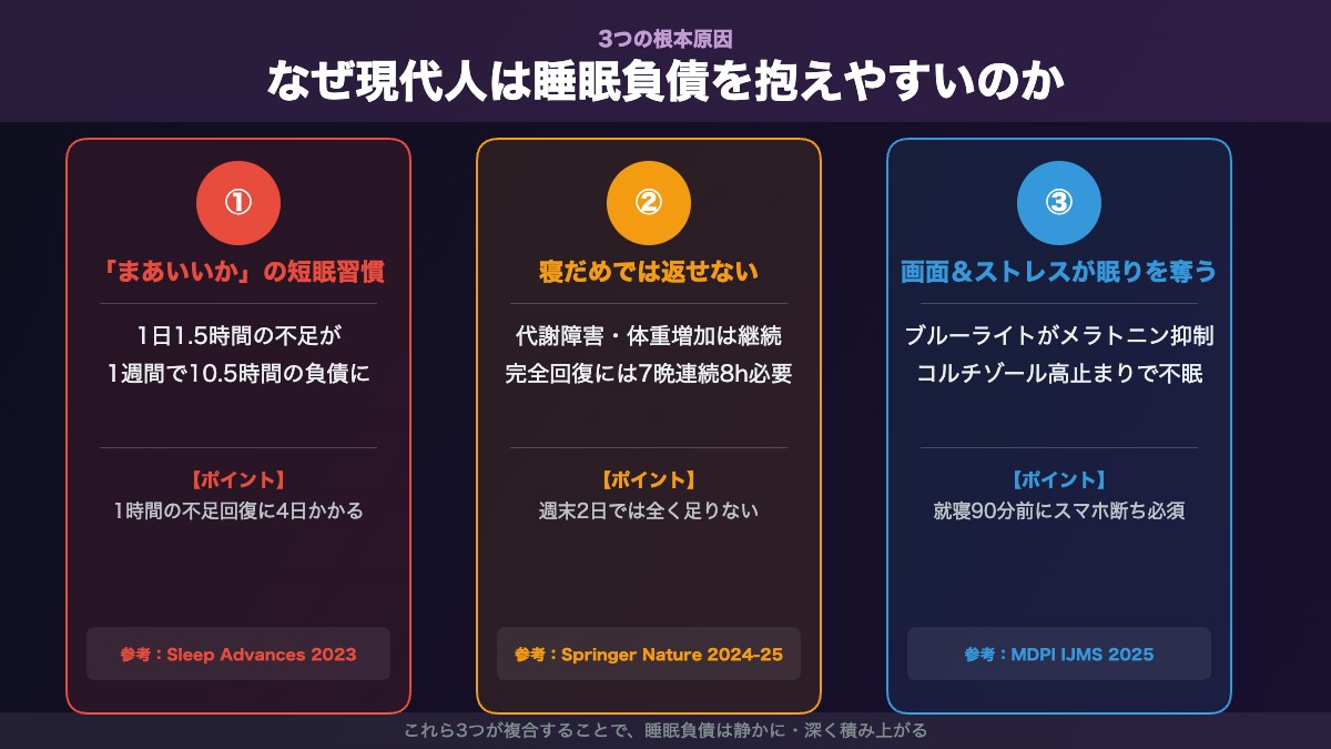 睡眠負債を抱えやすい3つの根本原因