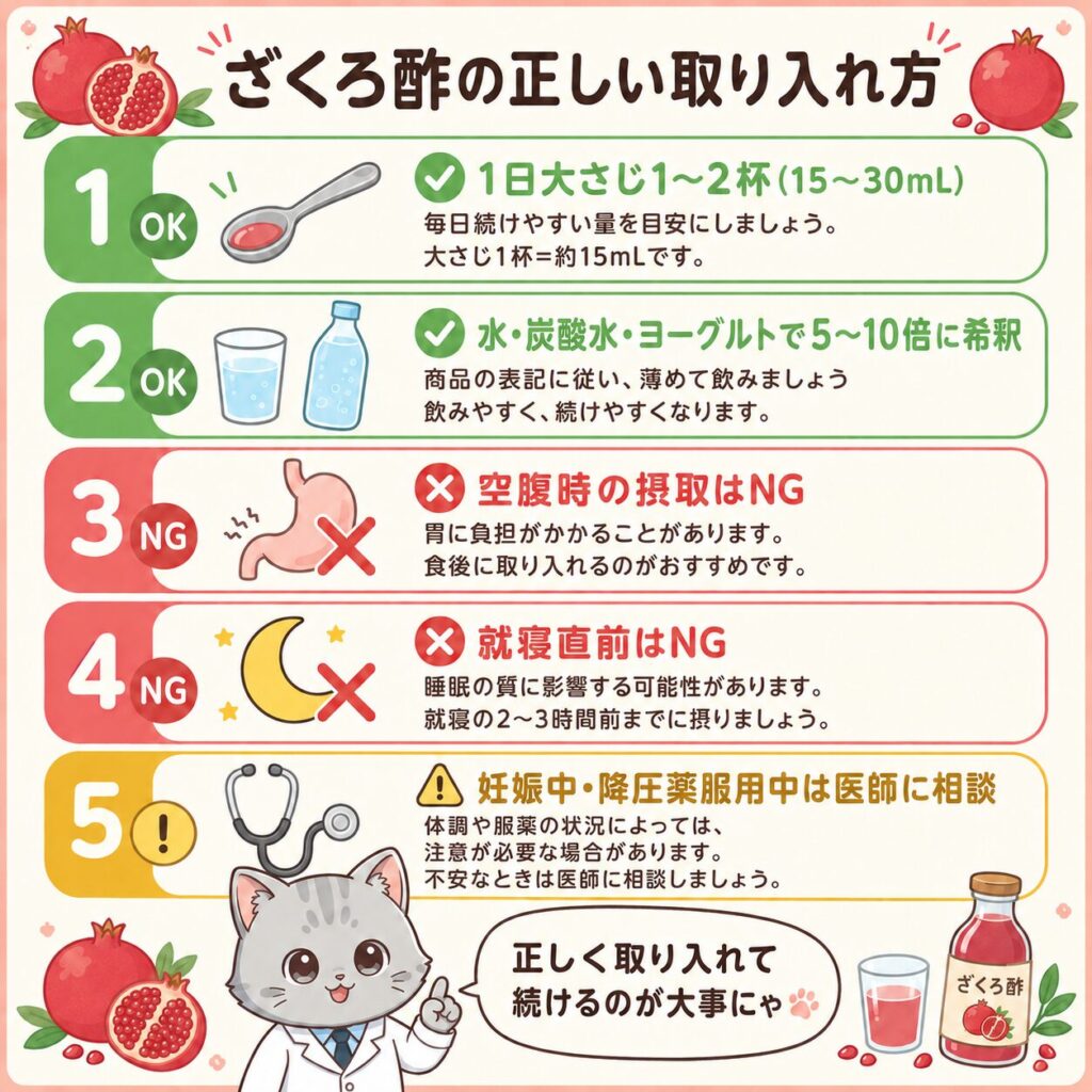 ざくろ酢の正しい取り入れ方と注意点