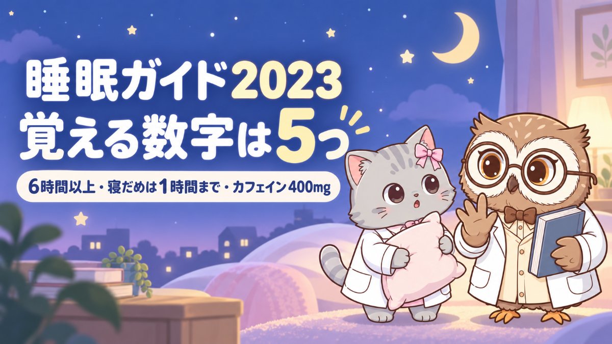 睡眠ガイド2023 覚える数字は5つ。6時間以上・寝だめは1時間まで・カフェイン400mg